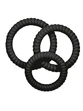 Conjunto 3 Aneis Estriados - Negro